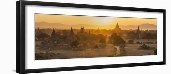 Ancient Temple City of Bagan (Also Pagan) and Ox Cart, Myanmar (Burma)-Peter Adams-Framed Photographic Print