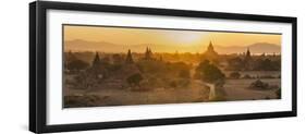 Ancient Temple City of Bagan (Also Pagan) and Ox Cart, Myanmar (Burma)-Peter Adams-Framed Photographic Print