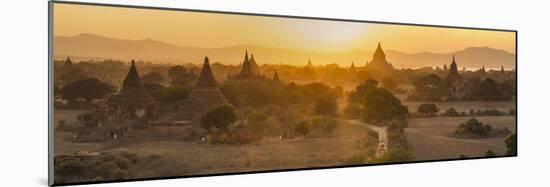 Ancient Temple City of Bagan (Also Pagan) and Ox Cart, Myanmar (Burma)-Peter Adams-Mounted Photographic Print