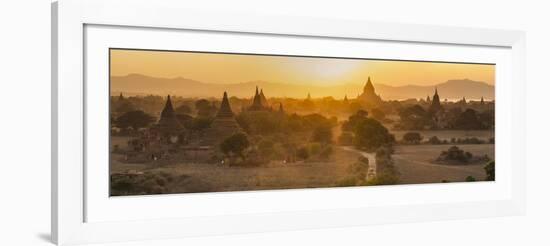 Ancient Temple City of Bagan (Also Pagan) and Ox Cart, Myanmar (Burma)-Peter Adams-Framed Photographic Print