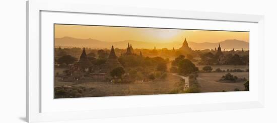 Ancient Temple City of Bagan (Also Pagan) and Ox Cart, Myanmar (Burma)-Peter Adams-Framed Photographic Print