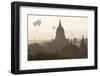 Ancient Temple City of Bagan and Balloons at Sunrise, Myanmar (Burma)-Peter Adams-Framed Photographic Print