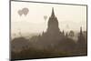 Ancient Temple City of Bagan and Balloons at Sunrise, Myanmar (Burma)-Peter Adams-Mounted Photographic Print