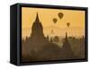 Ancient Temple City of Bagan (Pagan) and Balloons at Sunrise, Myanmar (Burma)-Peter Adams-Framed Stretched Canvas