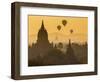 Ancient Temple City of Bagan (Pagan) and Balloons at Sunrise, Myanmar (Burma)-Peter Adams-Framed Photographic Print