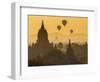 Ancient Temple City of Bagan (Pagan) and Balloons at Sunrise, Myanmar (Burma)-Peter Adams-Framed Photographic Print