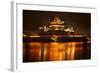 Ancient Temple Night Reflection Bridge Jinming Lake, Kaifeng, China-William Perry-Framed Photographic Print