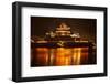 Ancient Temple Night Reflection Bridge Jinming Lake, Kaifeng, China-William Perry-Framed Photographic Print