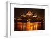 Ancient Temple Night Reflection Bridge Jinming Lake, Kaifeng, China-William Perry-Framed Photographic Print
