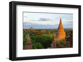 Ancient temples and pagodas at sunset, Bagan, Mandalay Region, Myanmar-Keren Su-Framed Photographic Print