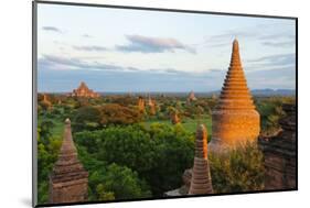 Ancient temples and pagodas at sunset, Bagan, Mandalay Region, Myanmar-Keren Su-Mounted Photographic Print