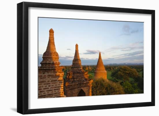 Ancient temples and pagodas at sunset, Bagan, Mandalay Region, Myanmar-Keren Su-Framed Photographic Print