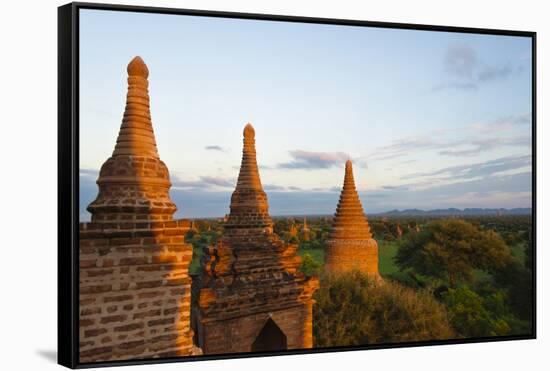 Ancient temples and pagodas at sunset, Bagan, Mandalay Region, Myanmar-Keren Su-Framed Stretched Canvas