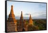 Ancient temples and pagodas at sunset, Bagan, Mandalay Region, Myanmar-Keren Su-Framed Stretched Canvas