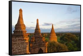 Ancient temples and pagodas at sunset, Bagan, Mandalay Region, Myanmar-Keren Su-Framed Stretched Canvas