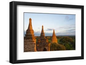 Ancient temples and pagodas at sunset, Bagan, Mandalay Region, Myanmar-Keren Su-Framed Photographic Print