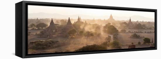 Ancient Temples at Sunset, Bagan, Mandalay Region, Myanmar-null-Framed Stretched Canvas