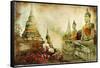 Ancient Thailand - Artwork In Painting Style-Maugli-l-Framed Stretched Canvas