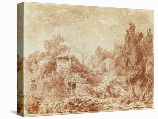 Ancient Theatre, Hadrian's Villa, Near Tivoli-Jean-Honore Fragonard-Stretched Canvas