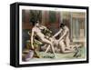 Ancient Times, Illustration of an Orgy, Plate 19 of De Figuris Veneris-Edouard-henri Avril-Framed Stretched Canvas