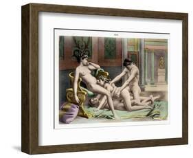 Ancient Times, Illustration of an Orgy, Plate 19 of De Figuris Veneris-Edouard-henri Avril-Framed Giclee Print