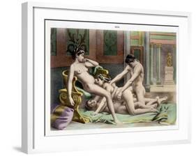 Ancient Times, Illustration of an Orgy, Plate 19 of De Figuris Veneris-Edouard-henri Avril-Framed Giclee Print