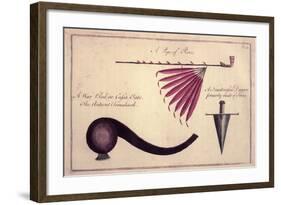 Ancient Tomahawk, Peace Pipe and Dagger, C.1590-John White-Framed Giclee Print