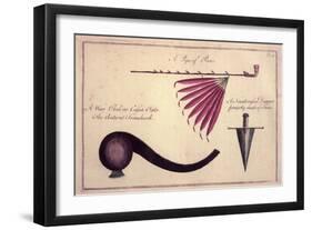 Ancient Tomahawk, Peace Pipe and Dagger, C.1590-John White-Framed Giclee Print