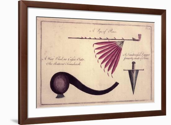 Ancient Tomahawk, Peace Pipe and Dagger, C.1590-John White-Framed Giclee Print