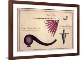 Ancient Tomahawk, Peace Pipe and Dagger, C.1590-John White-Framed Giclee Print