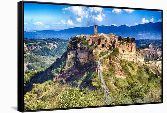 Ancient Town Civita di Bagnoregio Italy-George Oze-Framed Stretched Canvas