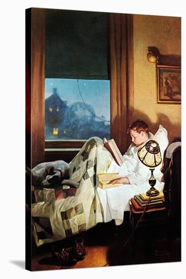 And Every Lad May Be Aladdin (or Reading in Bed)-Norman Rockwell-Stretched Canvas