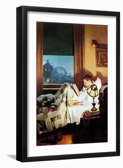 And Every Lad May Be Aladdin (or Reading in Bed)-Norman Rockwell-Framed Giclee Print
