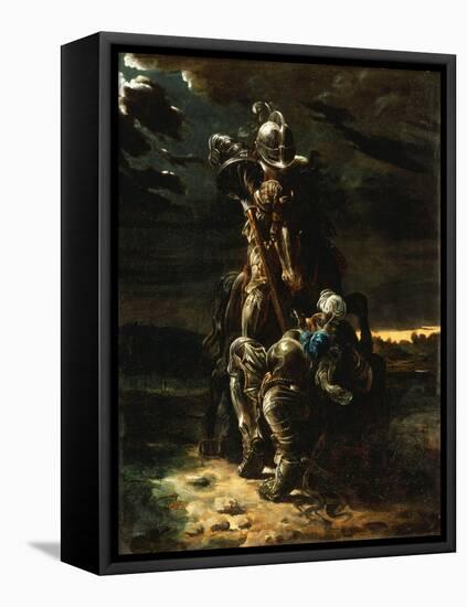 And in the First Career They Ran, the Elfin Knight Fell Horse and Man-Daniel Maclise-Framed Stretched Canvas