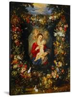 And Jan Brueghel: Mary Virgin and Child with Wreath of Flowers and Fruits-Peter Paul Rubens-Stretched Canvas