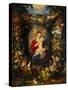 And Jan Brueghel: Mary Virgin and Child with Wreath of Flowers and Fruits-Peter Paul Rubens-Stretched Canvas