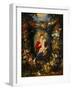 And Jan Brueghel: Mary Virgin and Child with Wreath of Flowers and Fruits-Peter Paul Rubens-Framed Premium Giclee Print