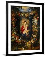 And Jan Brueghel: Mary Virgin and Child with Wreath of Flowers and Fruits-Peter Paul Rubens-Framed Giclee Print