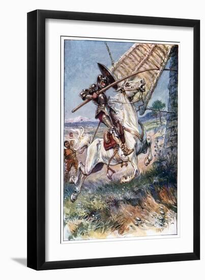 And Running His Lance into the Sail, Illustration from 'The Adventures of Don Quixote', Published…-Paul Hardy-Framed Premium Giclee Print