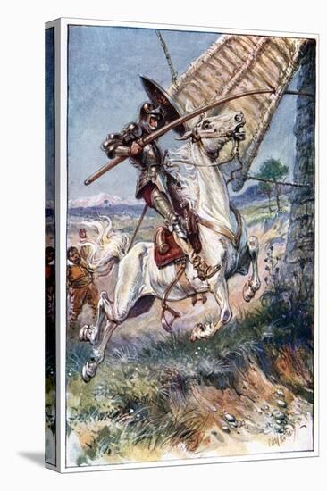 And Running His Lance into the Sail, Illustration from 'The Adventures of Don Quixote', Published…-Paul Hardy-Stretched Canvas