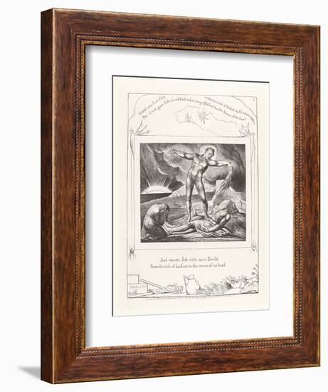 And Smote Job with Sore Boils from the Sole of His Foot to the Crown of His Head, 1825-William Blake-Framed Giclee Print