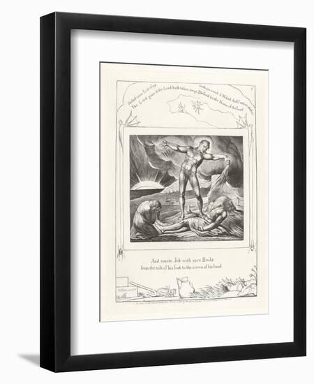 And Smote Job with Sore Boils from the Sole of His Foot to the Crown of His Head, 1825-William Blake-Framed Giclee Print