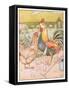 And the Cock Had a Nasty Knock, Illustration from 'Johnny Crow's Party', c.1930-Leonard Leslie Brooke-Framed Stretched Canvas