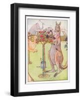 And the Kangaroo Tried to Paint the Roses Blue, Illustration from 'Johnny Crow's Party', c.1930-Leonard Leslie Brooke-Framed Premium Giclee Print