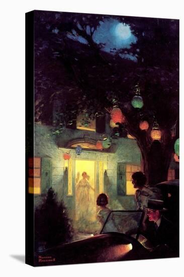 And the Symbol of Welcome Is Light (or Guests Arriving at Party)-Norman Rockwell-Stretched Canvas