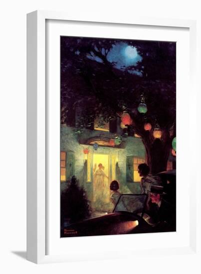 And the Symbol of Welcome Is Light (or Guests Arriving at Party)-Norman Rockwell-Framed Giclee Print