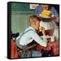 . . . And Then Ma, or Grandma Brought ‘Em In (or Country Boy Eating Corn)-Norman Rockwell-Framed Stretched Canvas