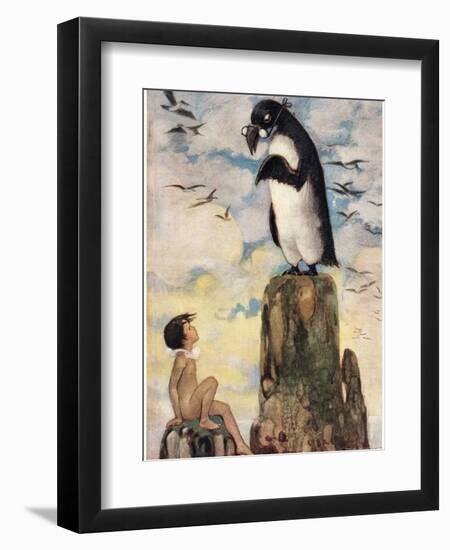 And There He Saw the Last of the Gairfowl, Illustration from 'The Water Babies' by Reverend…-Jessie Willcox-Smith-Framed Giclee Print