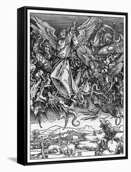 And There was War in Heaven-Albrecht Dürer-Framed Stretched Canvas