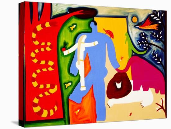 And, they lived happily in the Garden of Eden, 1997, (oil on linen)-Cristina Rodriguez-Stretched Canvas